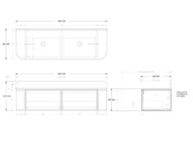 ADP Flo by Alisa & Lysandra All Drawer Vanity Unit Double Bowl 1500 Friday Quartz Top 2 Drawers (No Basin)
