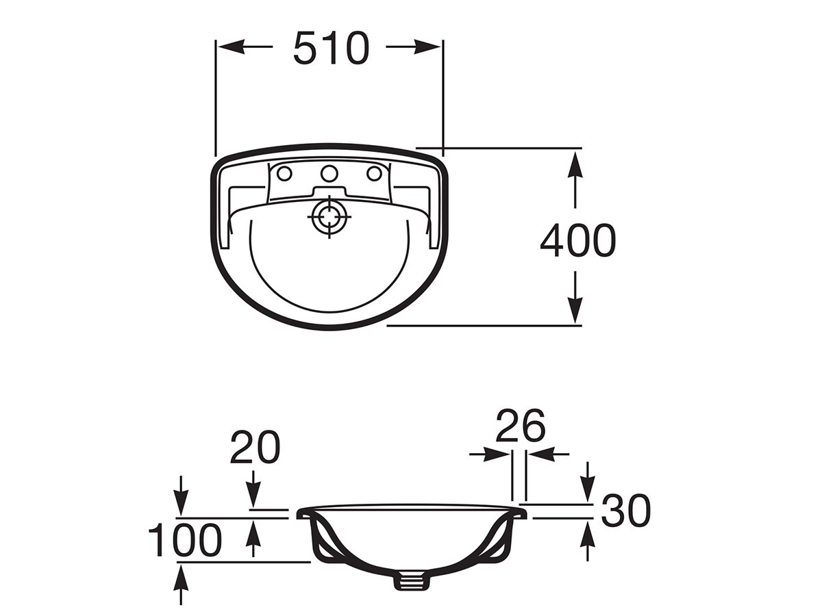 Roca Victoria Semi Recessed Basin 3 Taphole White from Reece