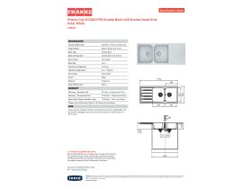 Specification Sheet - Franke City Fragranite Double Bowl with Drainer Inset Sink Polar White