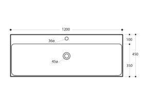 AXA Cento Wall Basin with Fixing 1 Taphole 1200mm White