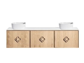 ISSY Adorn Above Counter or Semi Inset Wall Hung Vanity Unit with Three Drawers & Internal Shelves with Petite Handle 132