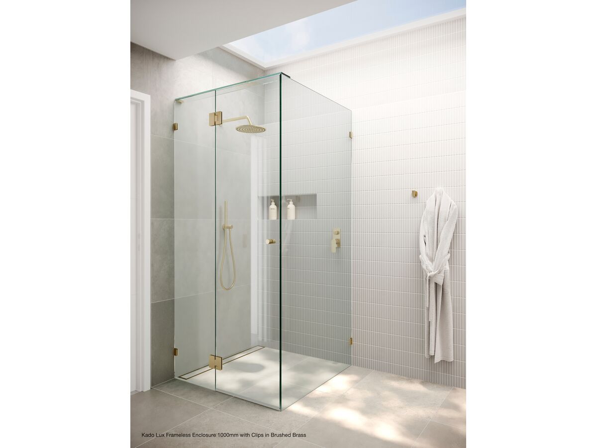 In Situ - Kado Lux Frameless Enclosure 1000mm with Clips in Brushed Brass