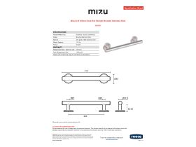 Specification Sheet - Mizu Drift 300mm Grab Rail Straight Brushed Stainless Steel