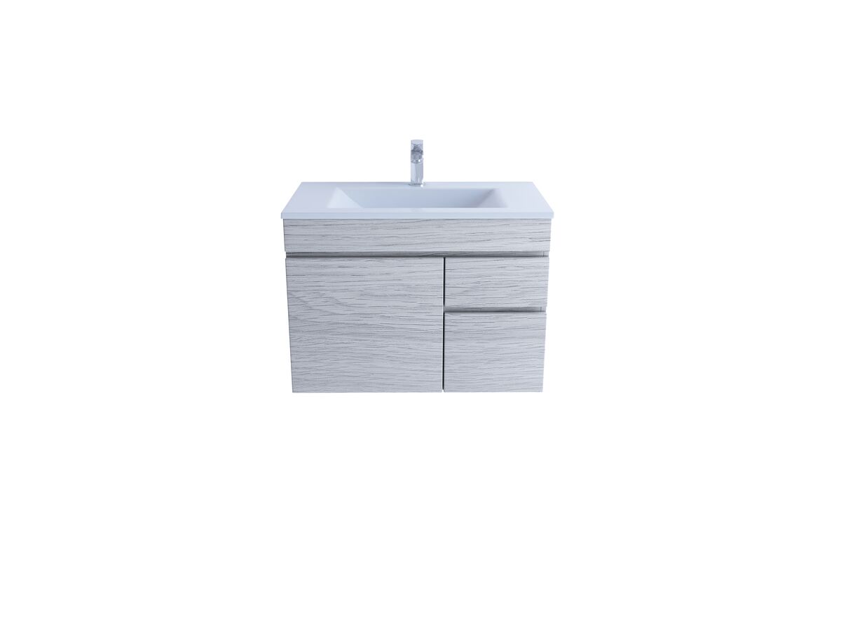 Espire 760mm Wall Hung Vanity Unit Single Bowl 1 Door 2 Drawers Wave Top