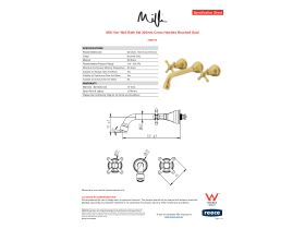 Specification Sheet - Milli Voir Wall Bath Set 220mm Cross Handles Brushed Gold