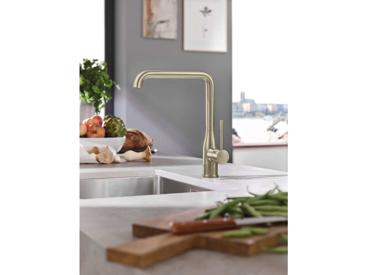 GROHE Essence New Gooseneck Sink Mixer Brushed Nickel (4 Star) from Reece