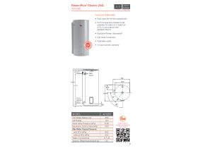 Specification Sheet - RheemPlus 250L 3.6kW Single Element Electric Hot Water System