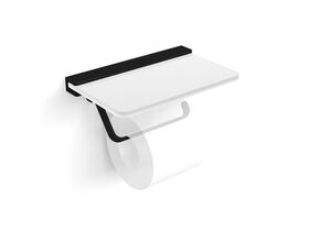 Milli Glance Toilet Roll Holder with Shelf Black/ Glass