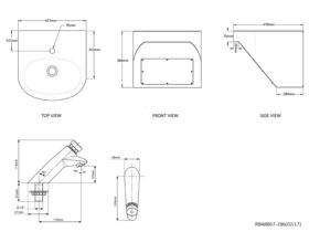RBA Benefit Wall Mounted Basin with Compliant Tapware (6 Star) Stainless Steel