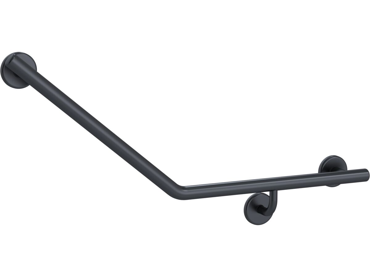 Mizu Drift 450 x 450 x 40 Degree Ambulant Toilet Grab Rail Right Hand Brushed Gunmetal