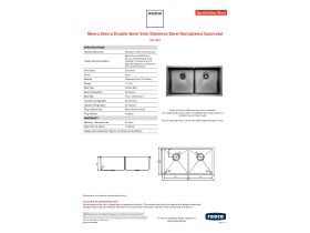 Specification Sheet - Memo Zenna Double Bowl Sink Stainless Steel Nanoplated Gunmetal