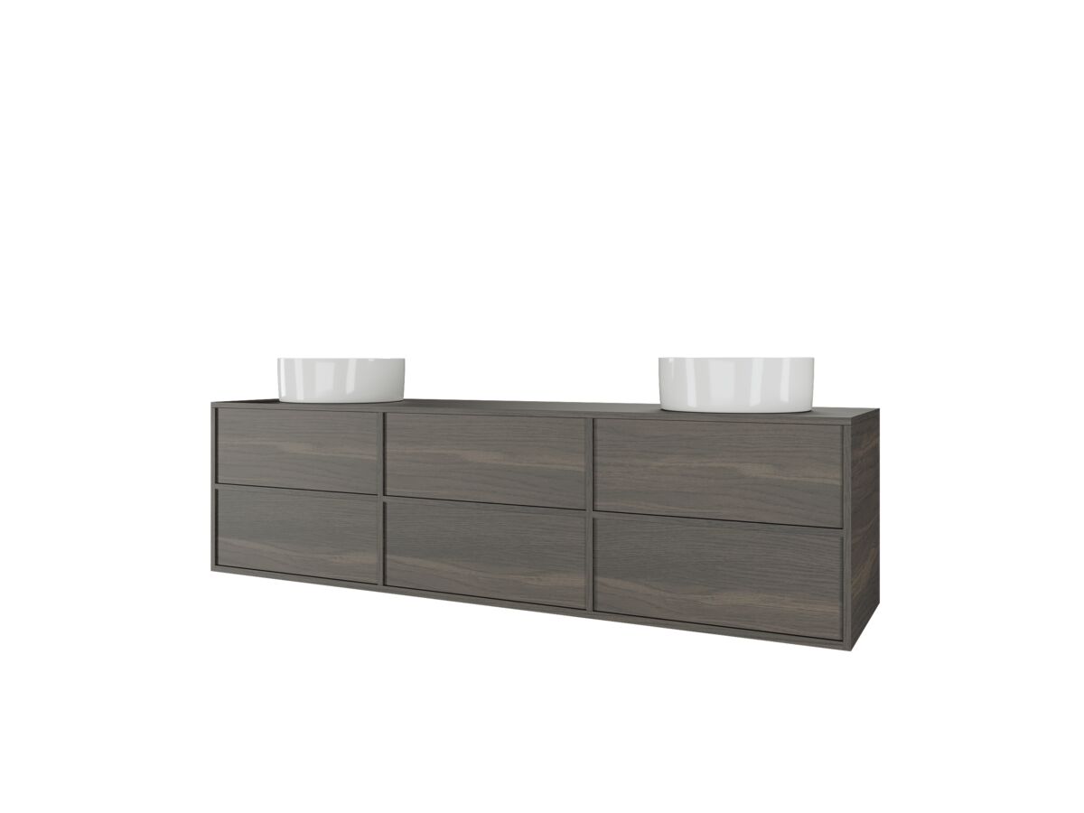 Kado Aspect 1800mm Wall Hung Vanity Unit Double Bowl Timber Top from Reece