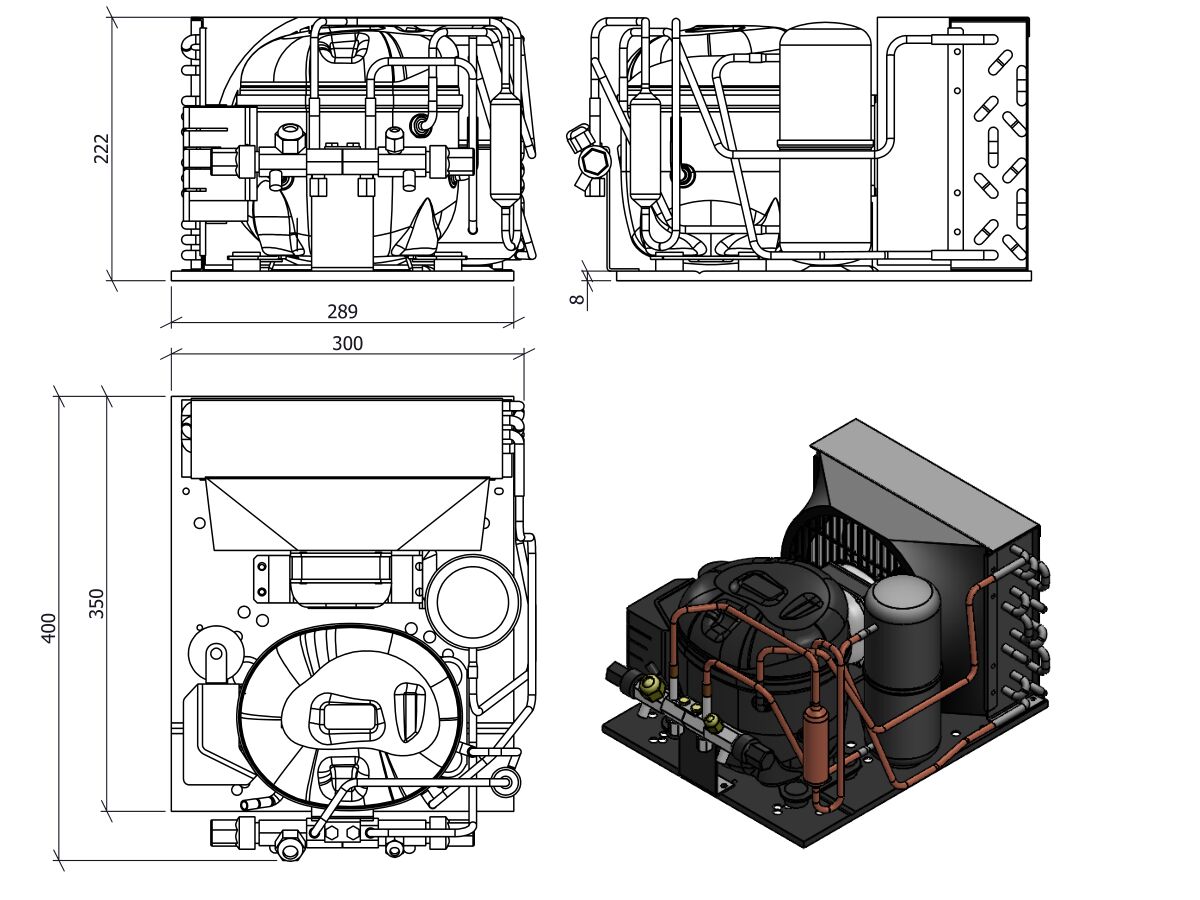 Tecumseh HTA Condensing Unit 1/4HP R404A LBP AET2415ZHRFZ1B from Reece