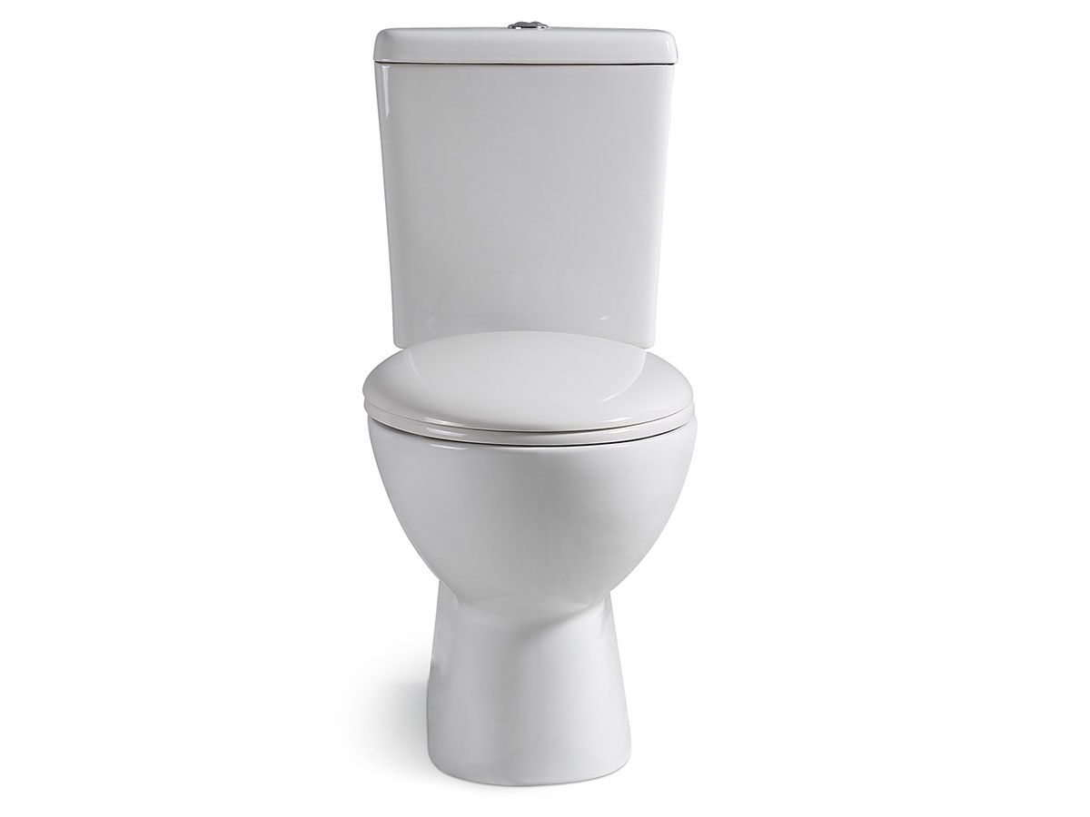 Posh Solus Square Close Coupled Toilet Suite with Soft Close Quick Release Seat White/ Chrome New (4 Star)