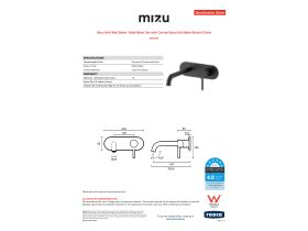Specification Sheet - Mizu Drift Wall Basin / Bath Mixer Set with Curved Spout Kit Matte Black (6 Star)