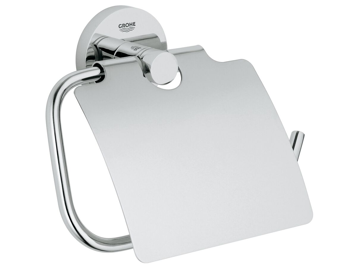 GROHE Essentials Accessories Toilet Roll Holder with Cover Chrome from Reece