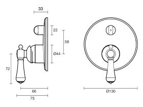 Kado Era Shower Mixer with Diverter Porcelain Lever Handle