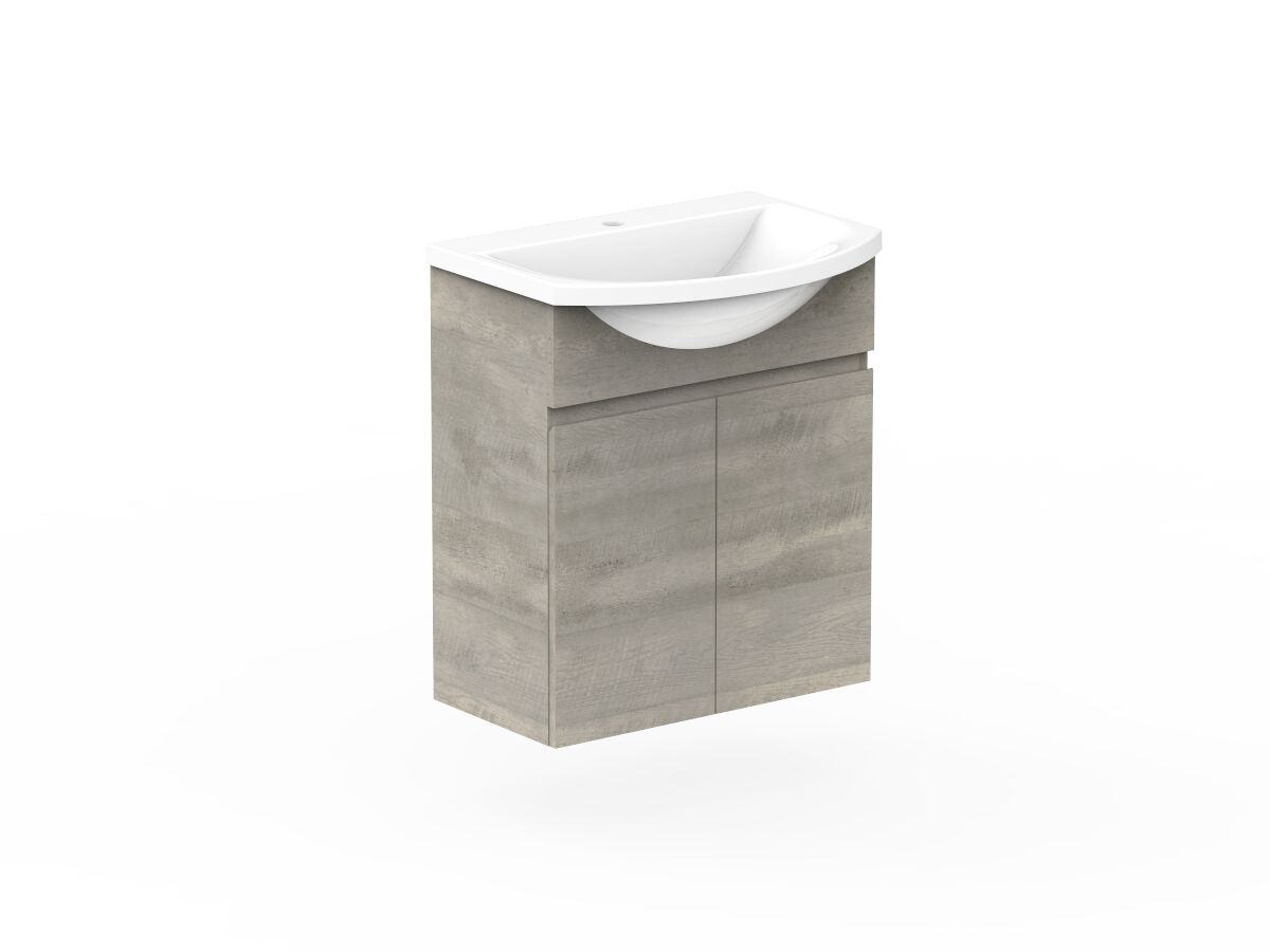 Posh Domaine 600mm Wall Hung Vanity Unit SemiRecessed Cast Marble Top