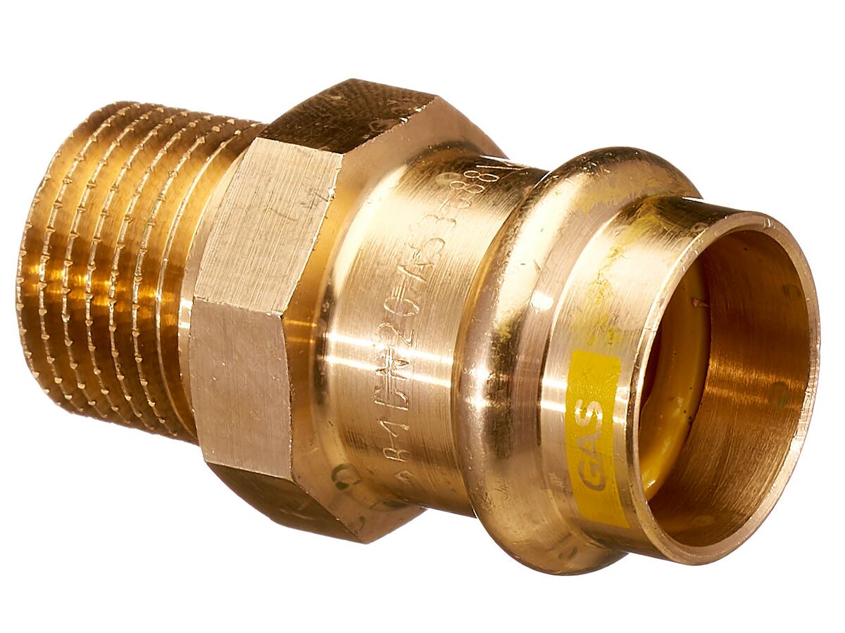 >B< Press Gas Male Coupling 20mm x 1/2" BSP"