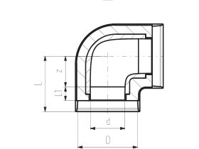 Technical Drawing - Cool-Fit 2.0 90 Degree Elbow Female & Female