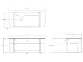Technical Drawing - Kado Era 12mm Durasein Top Double Curve All Drawer 1200mm Wall Hung Vanity with Left Hand Basin