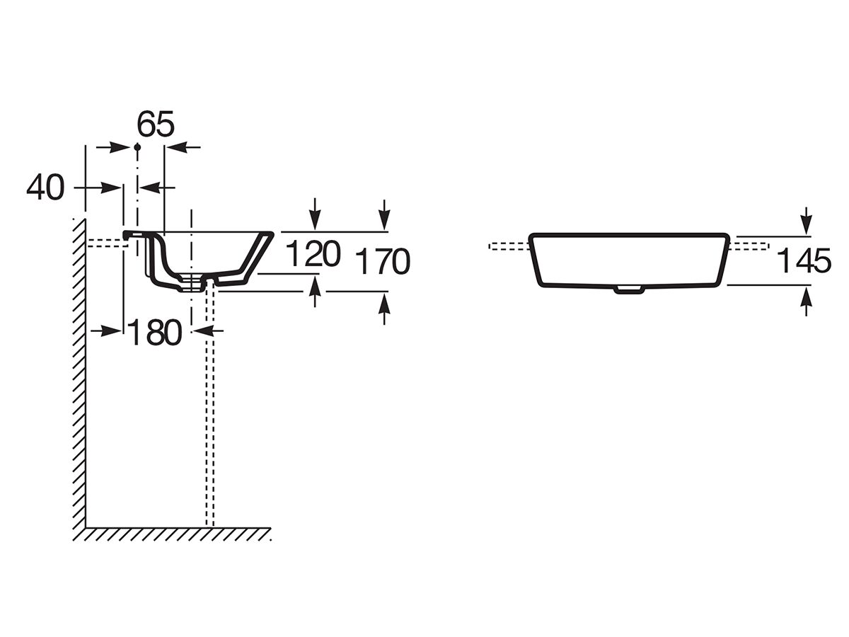 Roca The Gap Semi Recessed 1 Taphole Basin White