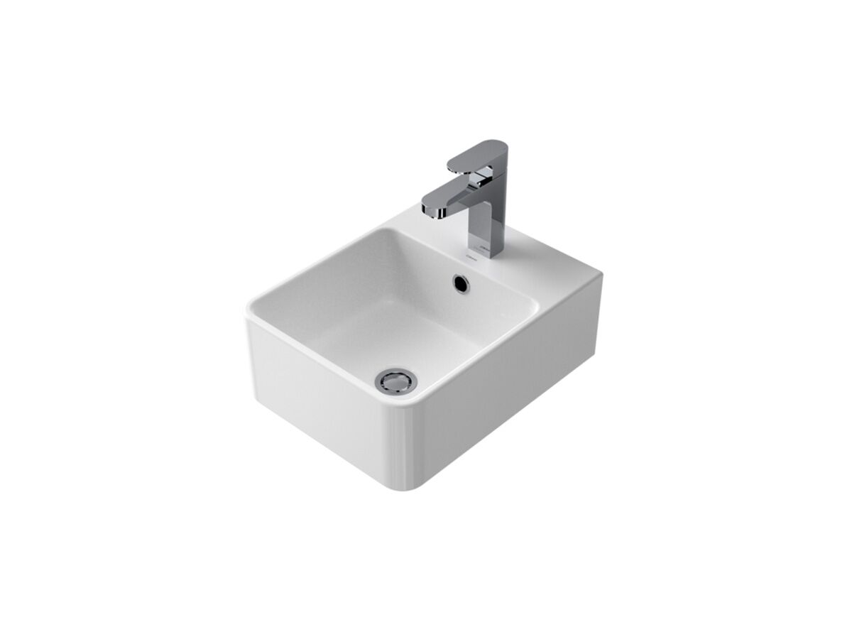 Caroma Cube Wall Basin 320mm 1 Taphole With Overflow White