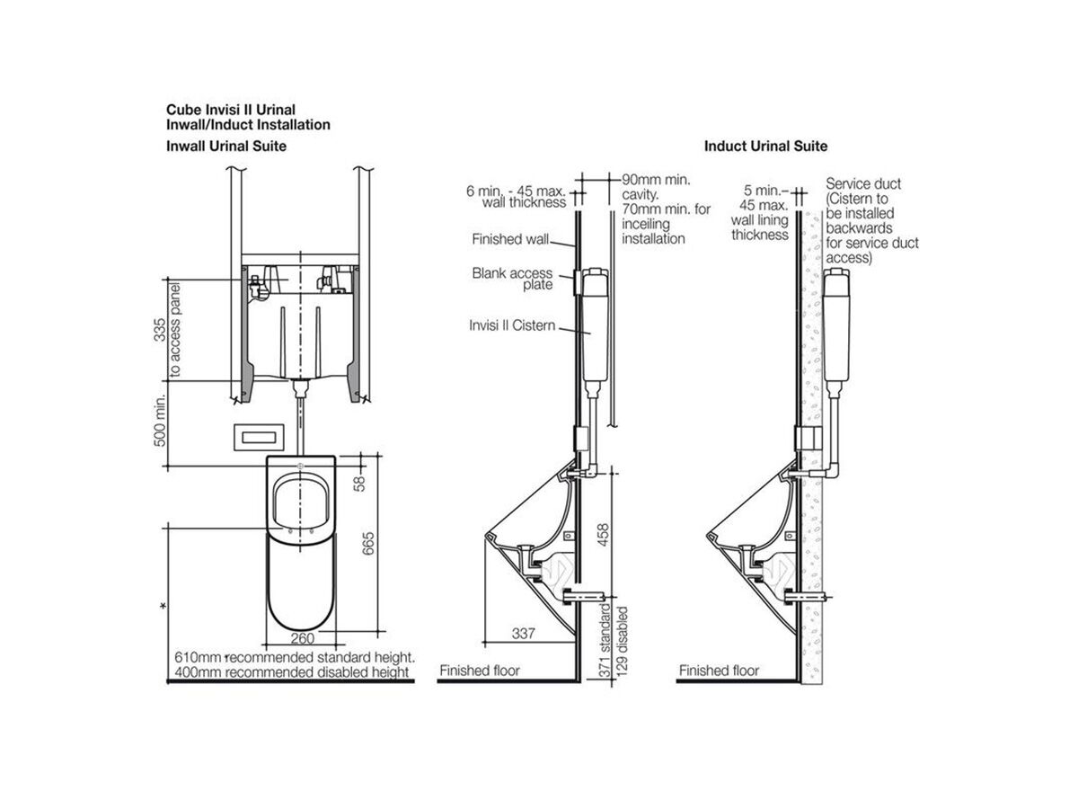 Cube Invisi II Urinal Toilet Suite White (3 Star)