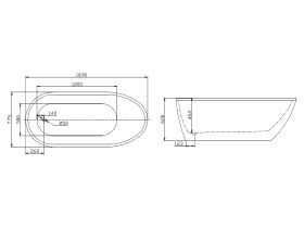 Kado Arc Flat Rim Freestanding Bath 1690mm x 775mm White