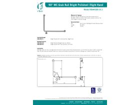 Specification Sheet - RBA Grab Rail 90 Degree 950 x 700 High Right Hand Stainless Steel Polished