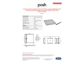 Specification Sheet - Posh Solus Tile Over Shower Tray with 1140mm Long Rear Matte Black Tile Insert Channel Suits Tiles 9mm and up (For 3 Wall / Alcove Install) 900mm x 900mm