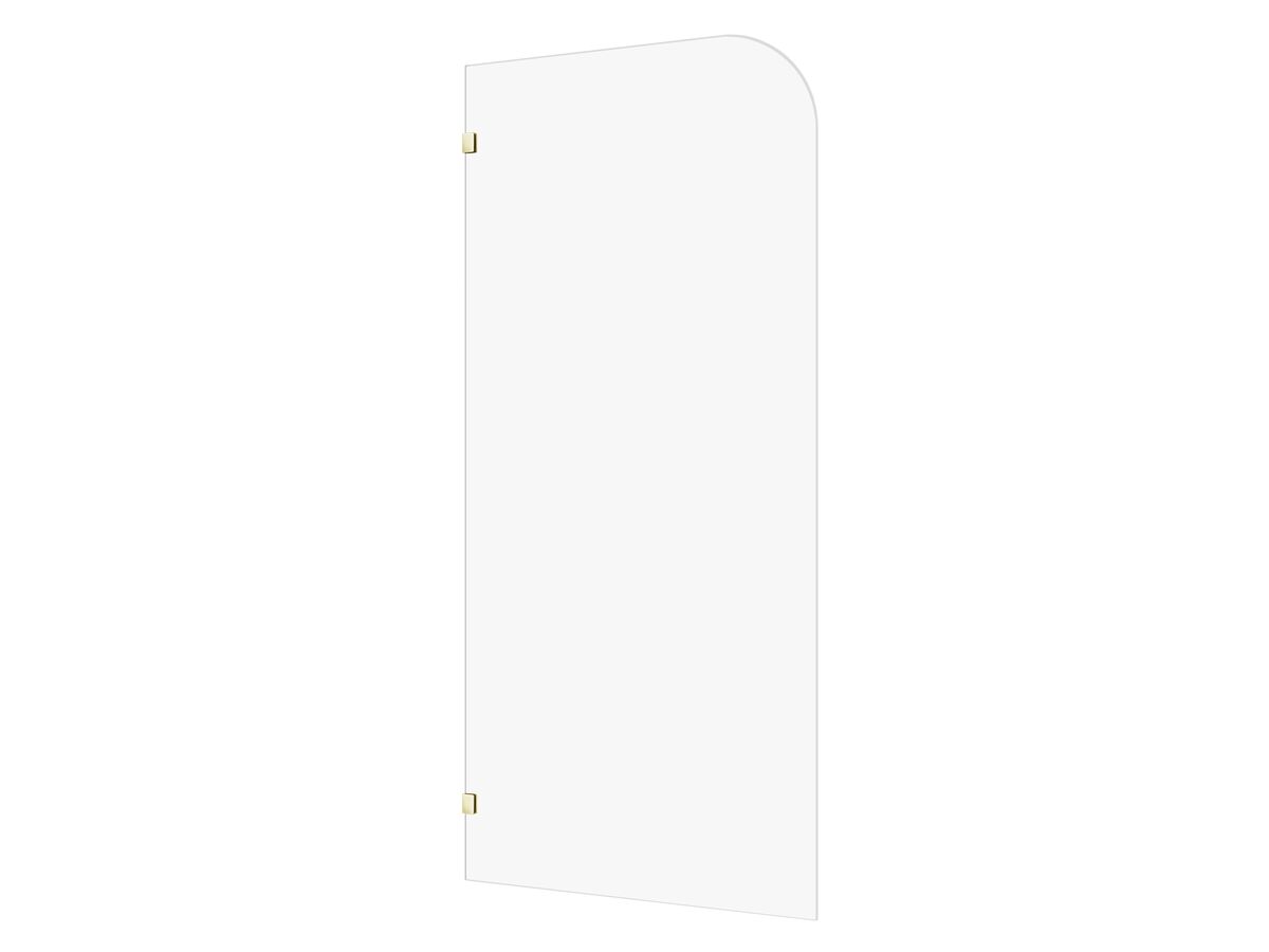 Hero - Kado Lux Frameless Curved Panel with Wall Clips Clear Glass 1000mm Brushed Brass
