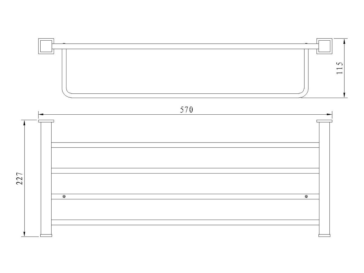 Mizu Bloc 2 Tier Bath Towel Rack 570mm Chrome from Reece