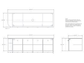 Technical Drawing - Kado Era 12mm Durasein Top Single Curve All Door 1650mm Wall Hung Vanity with Center Basin