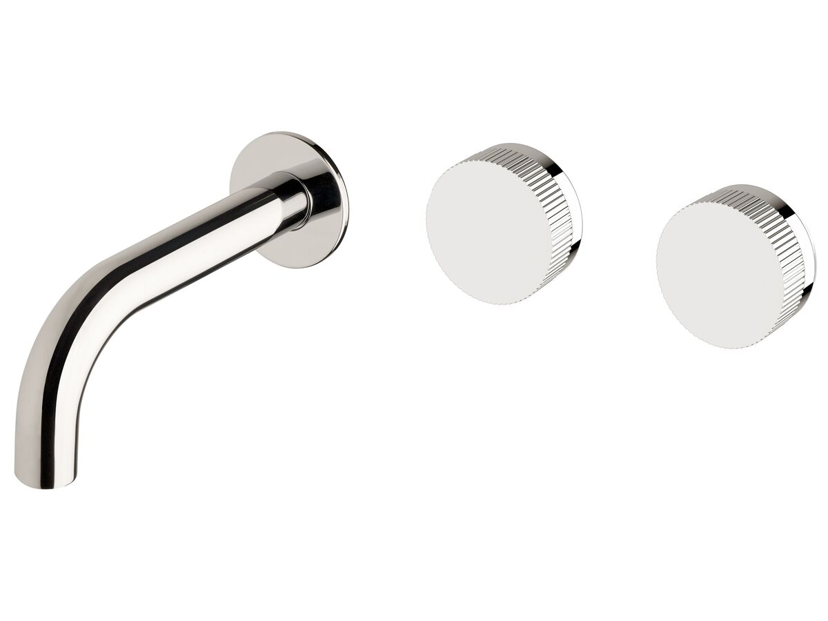 Milli Pure Wall Basin Hostess System 160mm Right Hand with Linear Textured Handles Chrome (3 Star)