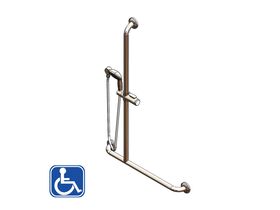 Enware Hand Held Shower & Smooth Hose with Left Hand Inverted T Stainless Steel Grab Rail Chrome (3 Star)