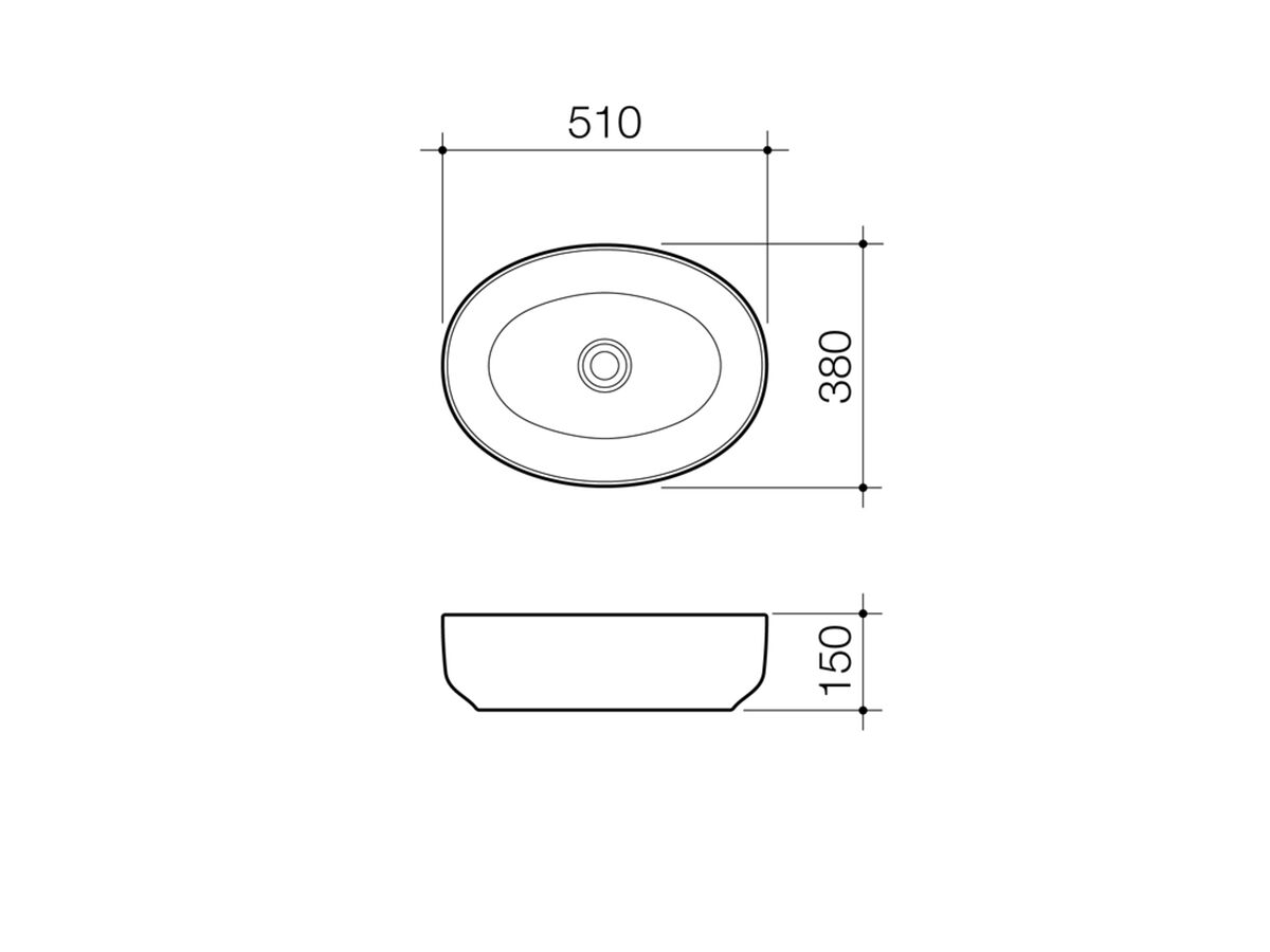 Artisan Above Counter Basin Oval 510mm