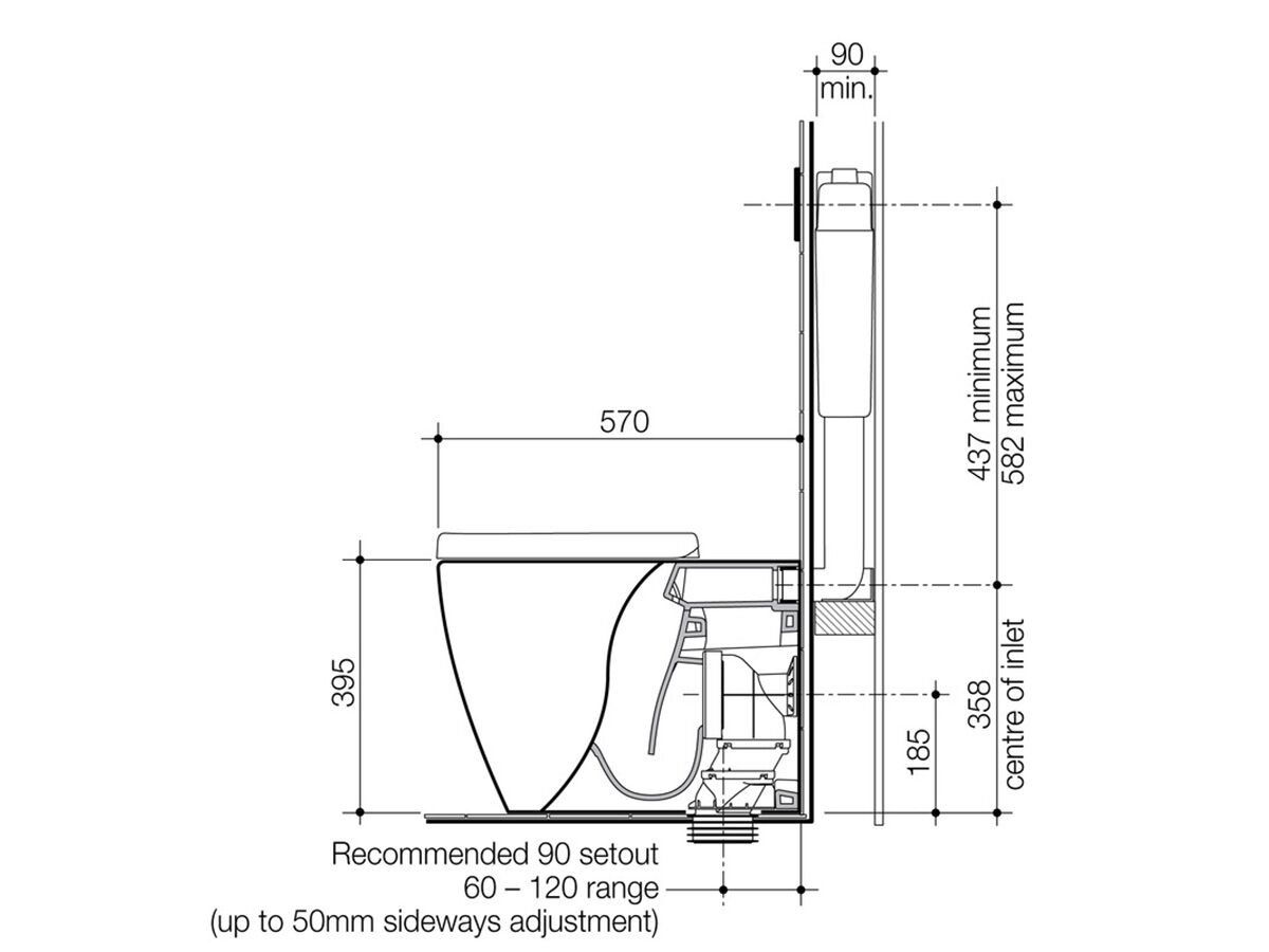Urbane Wall Faced Universal Trap Invisi Toilet Suite with Arc Standard Seat White (4 Star)