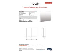 Specification Sheet - Posh Bristol T-Series 900mm Mirror Cabinet 2 Door White