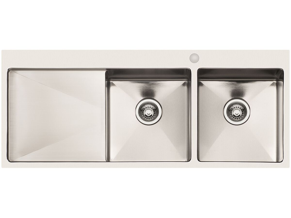 AFA Exact Double Bowl Inset Sink 1 Taphole Right Hand Bowl 1208mm Stainless Steel from Reece