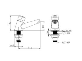 Britex Hob Mount Eco Timed Flow Tap Cold