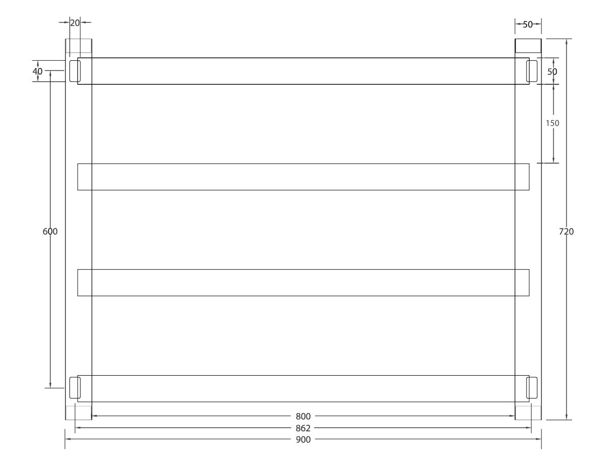 Milli Edge MK2 Heated Towel Rail 900mm x 720mm Polished Stainless Steel