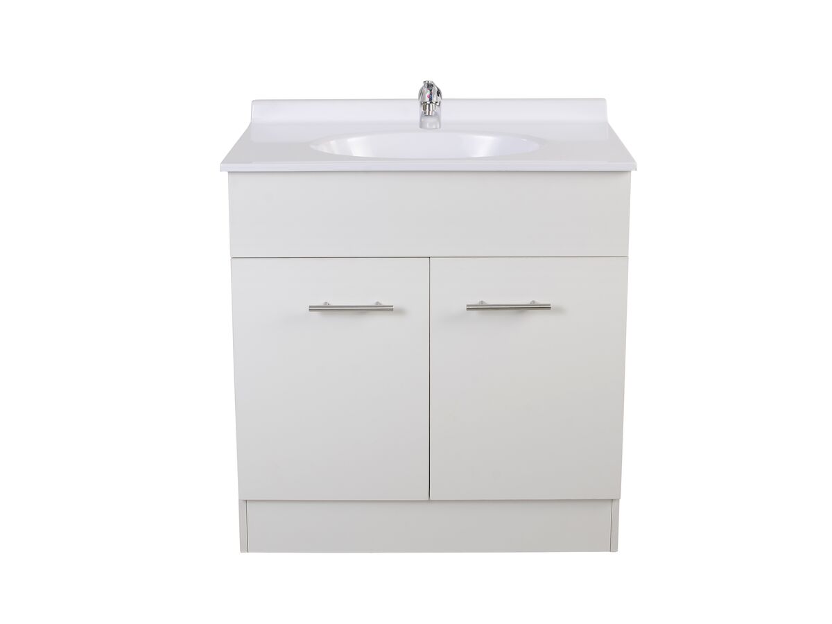 Base 2 Door Vanity Unit with Kick 1 Taphole 760mm White from Reece