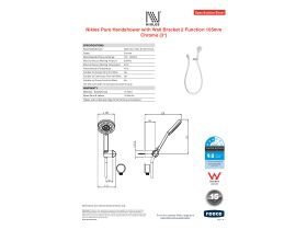 Specification Sheet - Nikles Pure Handshower with Wall Bracket 2 Function 105mm Chrome (3 Star)