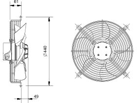 Technical Drawing - SolerPalau Fan 350mm 1Ph HRB/4-350BPN