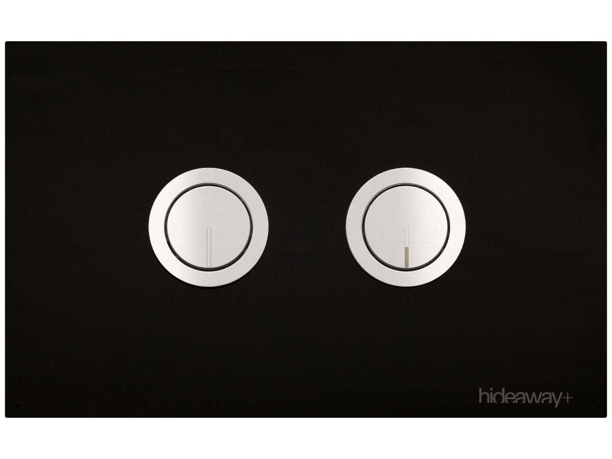 Hideaway+ Round Button Plate Glass Black Chrome