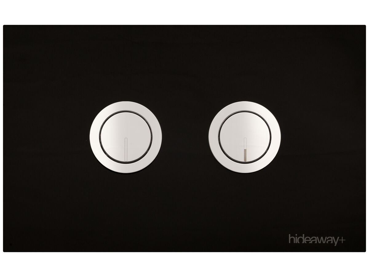 Hideaway+ Round Button/ Plate Inwall Glass Black Chrome from Reece