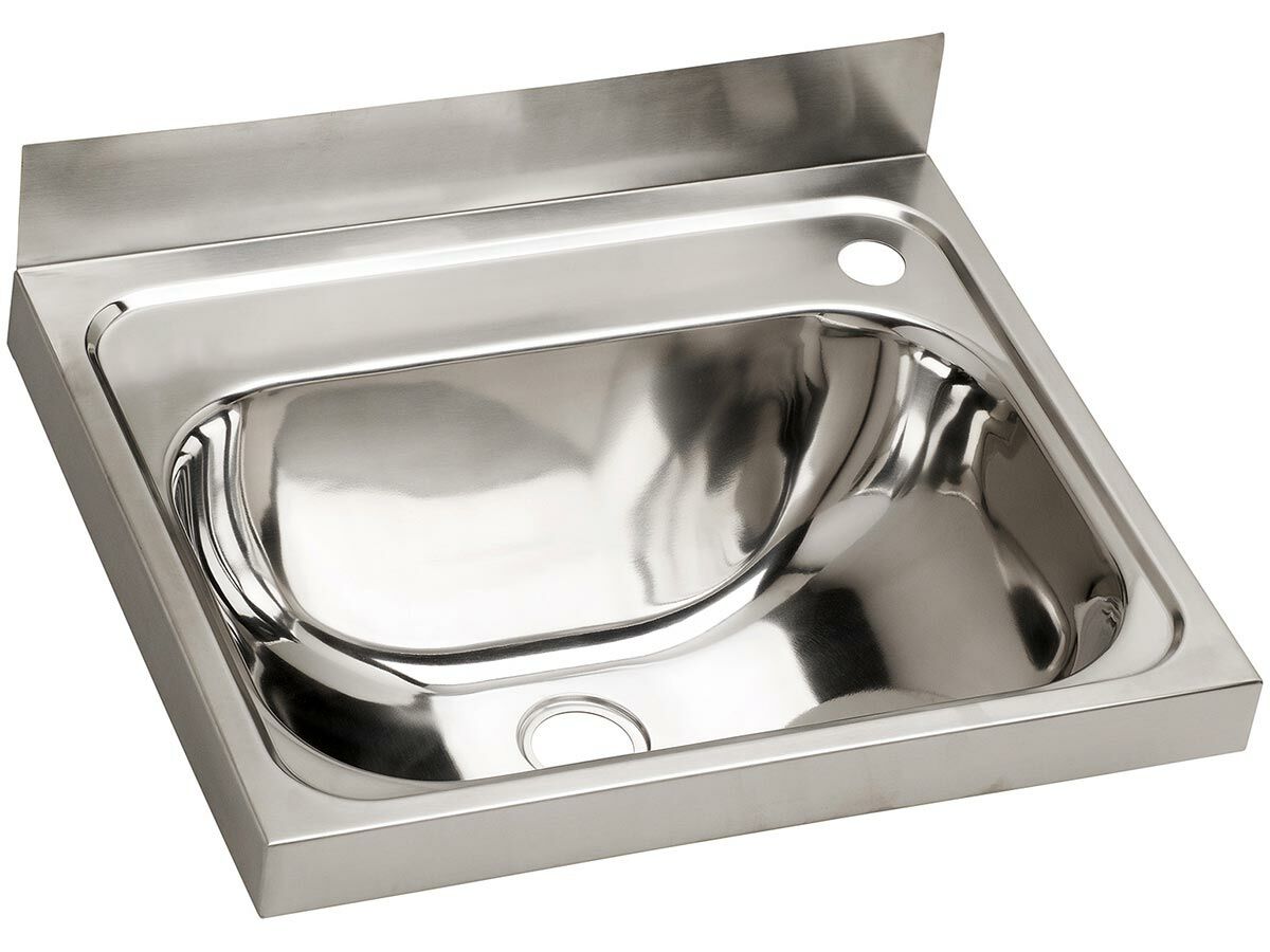 Dura Wall Basin Stainless Steel 70mm Back 500X420 Right Hand 1 Taphole