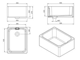 Belfast Fine Fireclay Butler Sink with Internal Overflow 60cm x 46cm