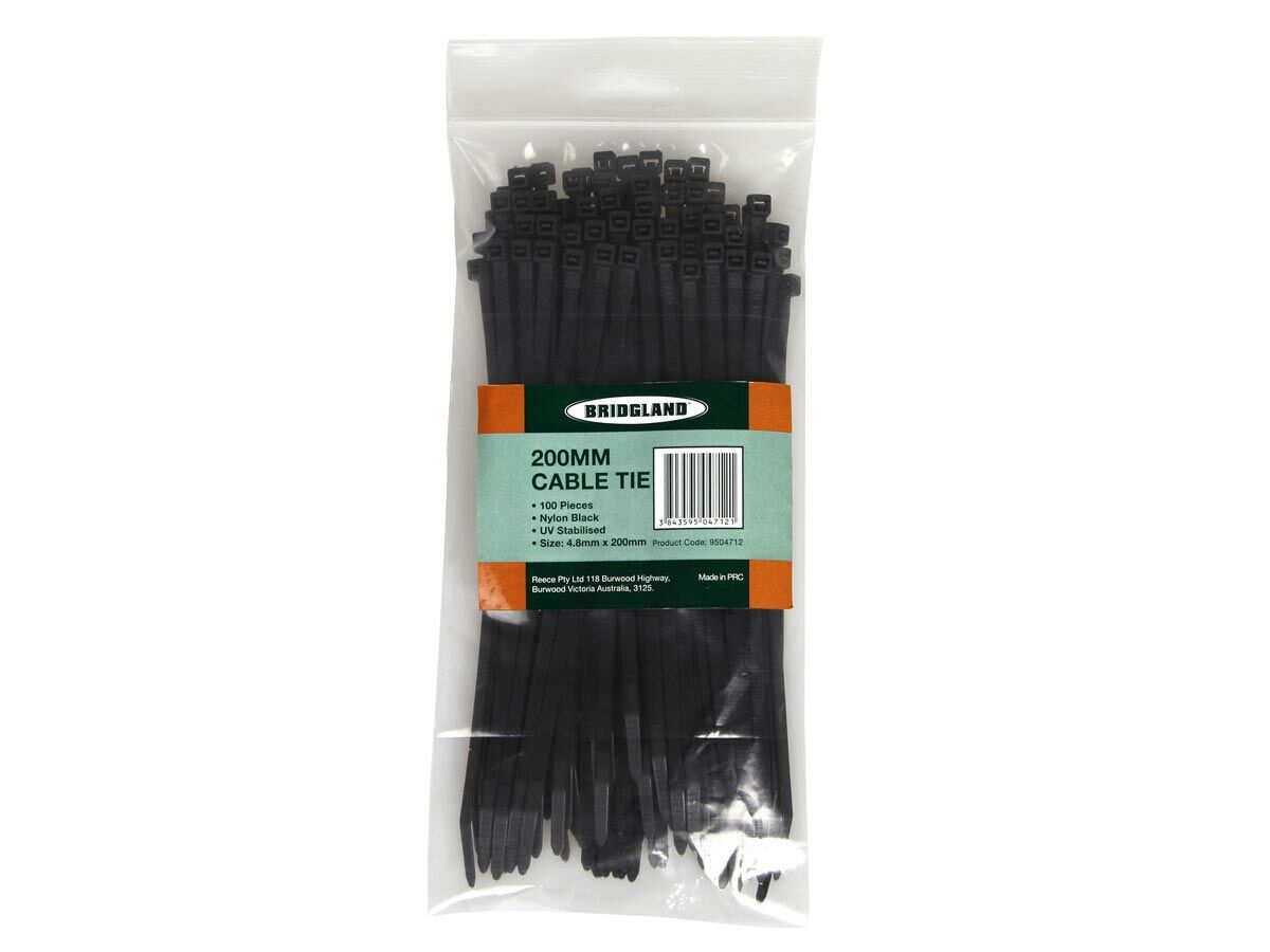 Bridgland Cable Ties 200mm x 4.8mm Black from Reece